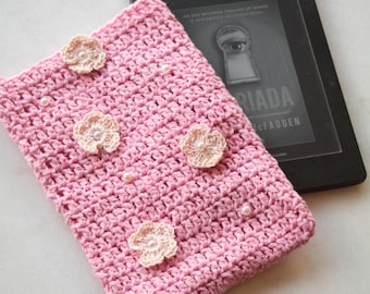 Crochet Kindle or Kobo Sleeve, Padded Kindle Protector, Kindle Pouch, Kindle Case, Flower Kindle Jacket