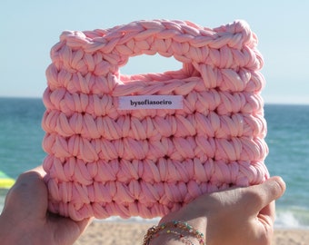 Handmade Crochet Knitted Bag, Mini Shopper Bag, Cute Crochet bag, Trendy crochet bag, Custom Bag, Chunky crochet bag, Gift for her