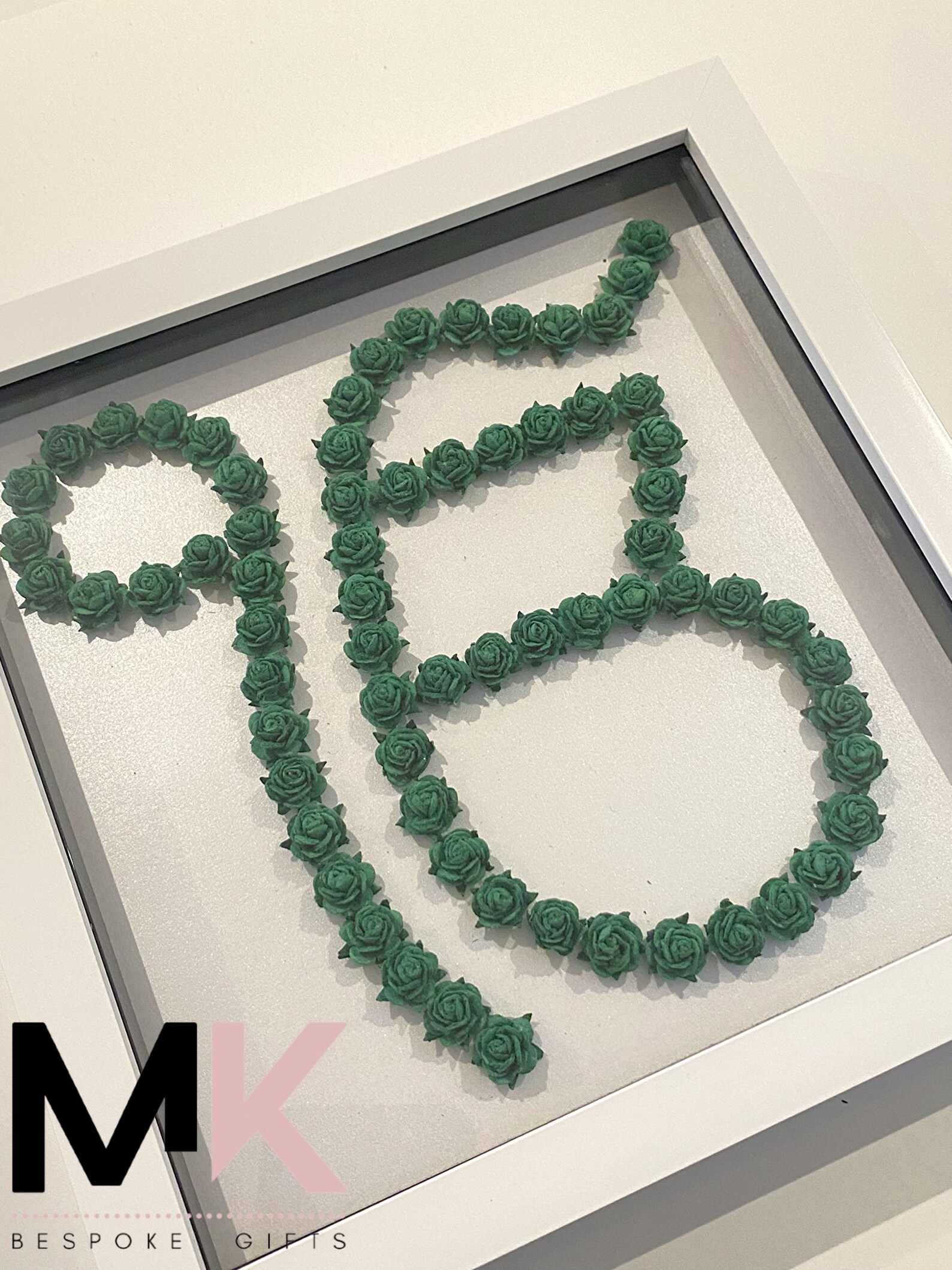 Green Floral Ik Onkar Shadow Box Frame | Punjabi Sikh Flower Home Decor | Personalised Custom Gift for Vaisakhi Wedding, Birthday, New Home
