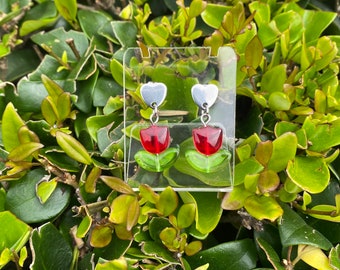 Little glass tulip stud dangles