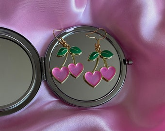 Cherry heart earrings <3