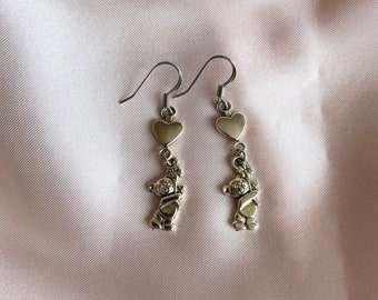 Teddy bear dangle earrings