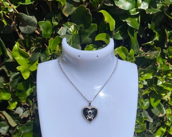 teddy bear heart charm necklace <3