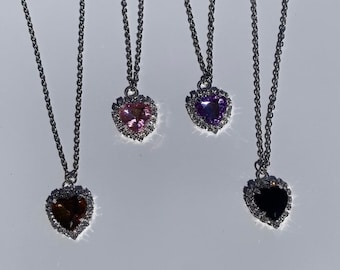y2k heart jewel necklace