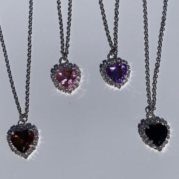 y2k heart jewel necklace