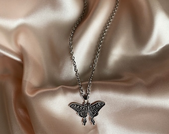 lunar moth charm necklace