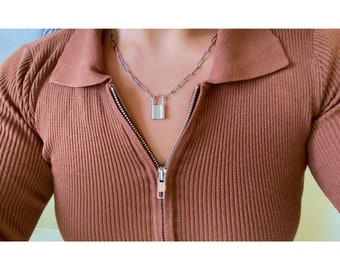 Lock Paper Clip Necklace