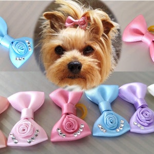 Hair bows fo small dogs, dog hair bow with clip, puppy bow clip, Yorkie hair bow, Maltese,  puppy bow small dog.