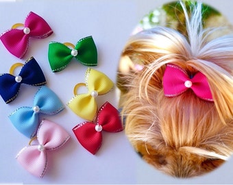 Dog hair bows, Girl dog bows, top knot dog, dog hair tie, dog groominíg bows,  bows with elastic,  small dog hair bow.