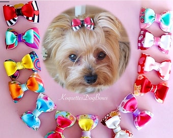 Dog hair bow, dog hair clip, puppy bows, Yorkie bow, puppy bows girl, top knot dog.