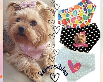 Bandana para perro, pañuelo reversible de cuello curvo para mascotas, ropa para perro, bandana personalizada.