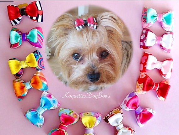 Dog Hair Bow Dog Hair Clip Puppy Bows Yorkie Bow Puppy Bows Girl Top Knot Dog. Etsy