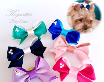 Dog hair clip,  dog  bow, hair clip for small dog, puppy bow, tiny bow, maltese bows, yorkie hair clip, dog hair tie, dog groominíg bows.