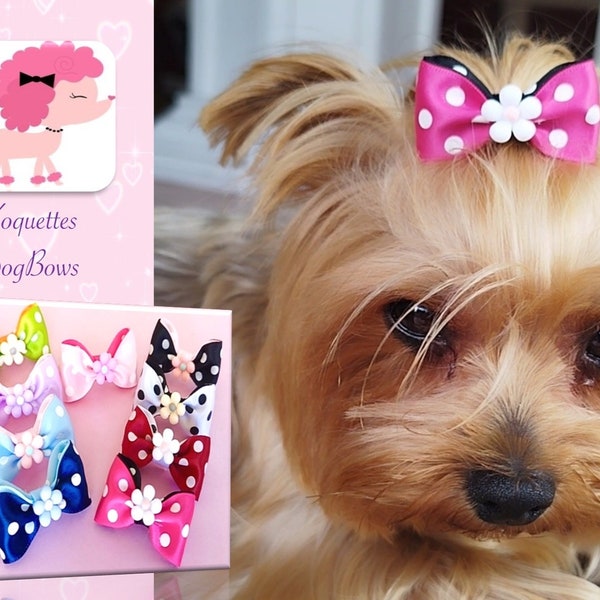 Dog hair bows, hair bow for yorkie, shih tzu, girl dog bow, small dog bow, pet hair bow, hair clip for dogs,