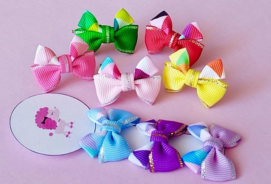 Tiny Bow for Puppy, Mini Dog Hair Bows, Puppy Bows, Dog Hair Clip Bow