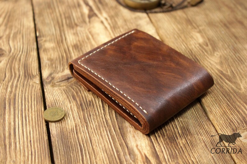Groomsmen gift Handmade wallet Cards wallet Gift for men Brown wallet mens Leather wallet bifold Vintage mens wallet