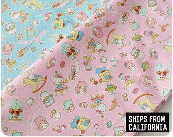 By the Fat Quarter Kawaii Pink Characters Cotton OXFORD | Etsy