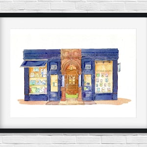 Linke Bank Bücher,Buchhandlung Illustration,NYC Buchhandlung,Aquarell Illustration,NY Schaufenster,NYC Art,City Art Print,Buchliebhaber Geschenk,Wandkunst