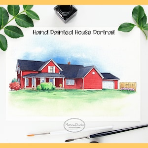 Portret aangepast huis, aquarel huis, tekening van foto, handgeschilderd, nieuw huis schilderij, gepersonaliseerd housewarmingcadeau, cadeau makelaar voor koper