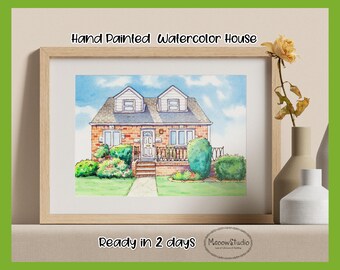 Custom Watercolor House Portrait,Hand Painted,Drawing From Photo,Watercolor Painting,Personalized Housewarming Gift,Realtor Gift for buyers