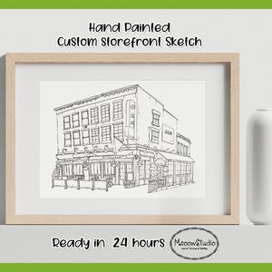 Custom Storefront Sketch from Photo, Hand Drawn Building Drawing (No AI), First Date Gift, Printable
