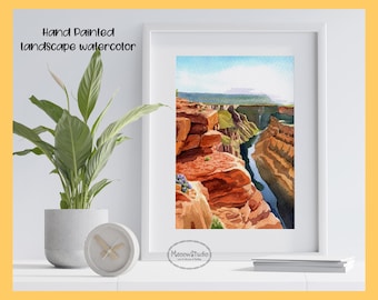Aangepaste aquarel landschapsschilderkunst: gepersonaliseerde reisherinneringskunst