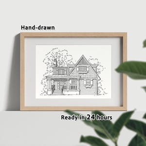 Custom House Portrait from Photo, Hand Drawn Home Sketch (No AI), Realtor Gift, Printable