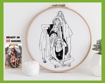 Custom Line Art Portrait from Photo, Personalized Gift (Digital File)