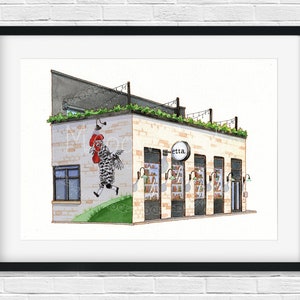 Etta Bucktown, Chicago restaurant, USA Storefront, Amerika illustratie, Art Print, Illustratie, Aquarel schilderij, Architectuur Print, Wall Art