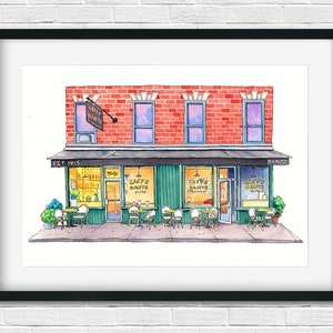 Caffe Dante NYC,NYC Art,NYC Storefront,Nyc Watercolor,Coffee Shop,Greenwich Village,New York City,Art Print,New York illustration,Wall Art