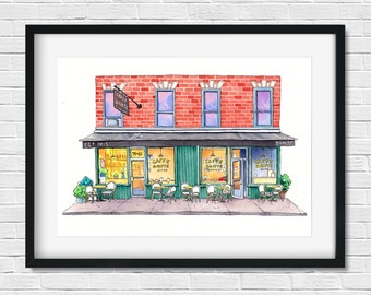 Caffe Dante NYC,NYC Art,NYC Storefront,Nyc Watercolor,Coffee Shop,Greenwich Village,New York City,Art Print,New York illustration,Wall Art