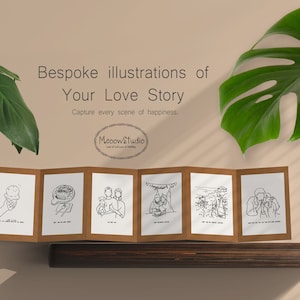 Our love story,Custom couple illustrations,Minimalism,Line art,Romantic keepsake gift,Personalized  timeline,Wedding alternative guest book