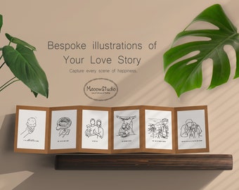 Custom Couple Illustration: Accordion Love Story Keepsake