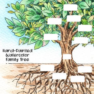 Watercolor Family Tree Template: Genealogy Art (Digital Download)