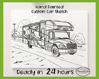 Custom Hand-Drawn Vehicle Sketch: Personalized Car, Truck, Boat Art (Digital Download)