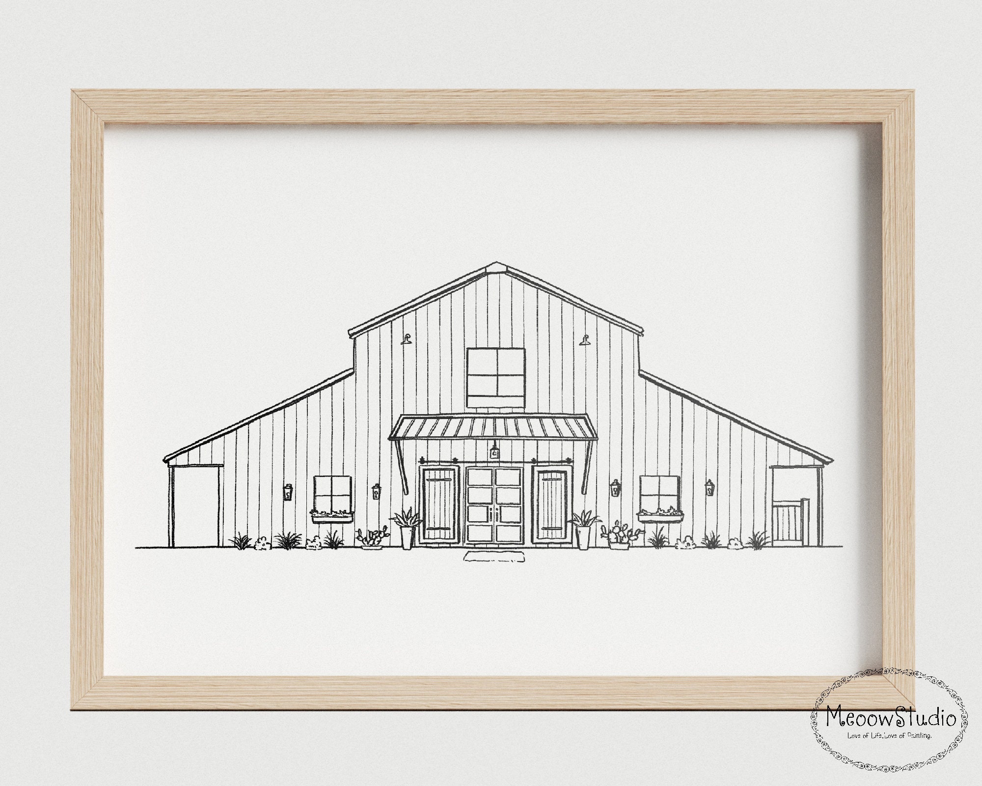 Custom Wedding Venue Illustration for Invitation, Hand Drawn Church ...