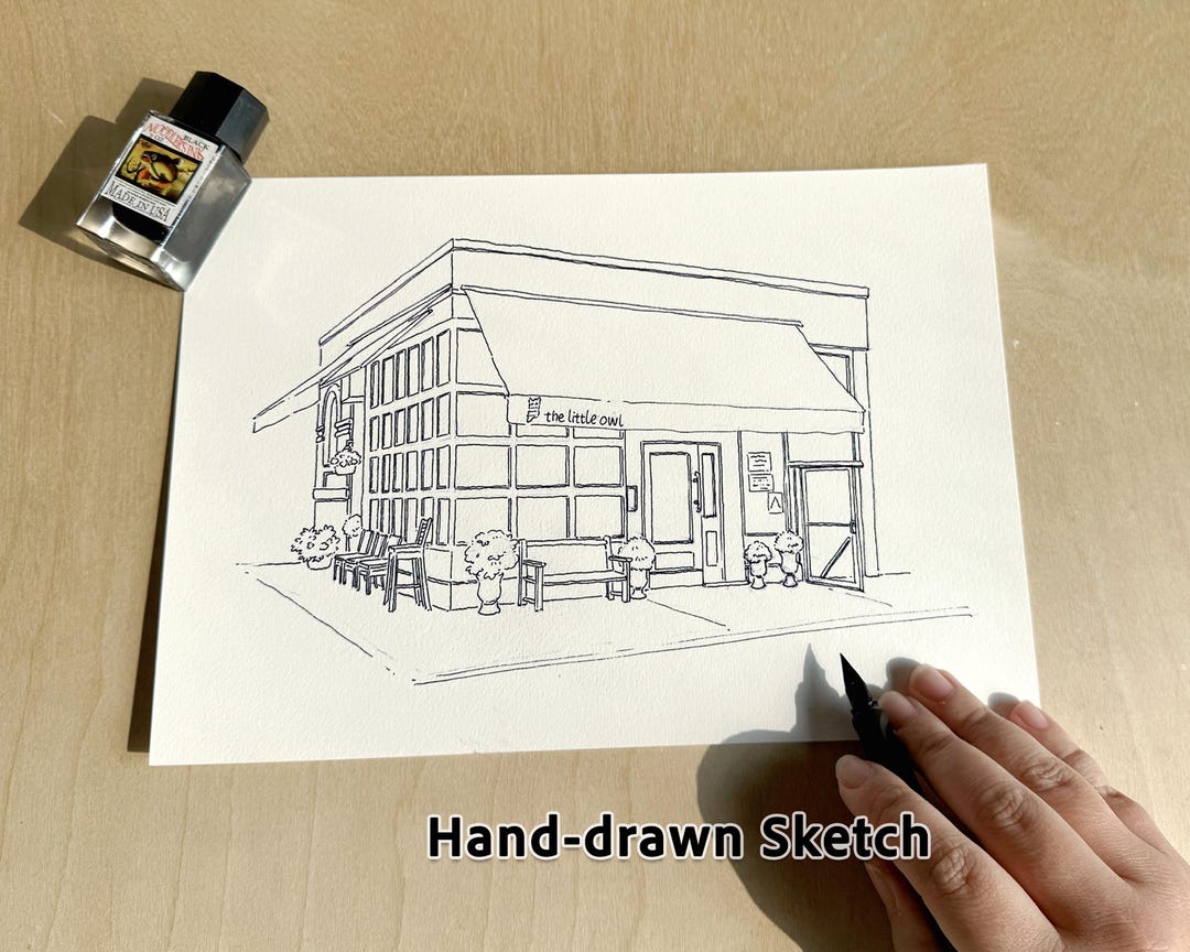 First Date Drawing From Photo, Custom Restaurant Sketch, 1st ...