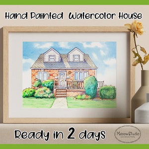 Aangepaste aquarel huisportret, handgeschilderd, tekening van foto, aquarel, gepersonaliseerd housewarmingcadeau, makelaarscadeau voor kopers