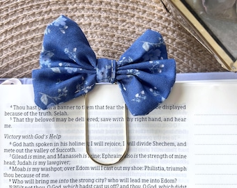 Blue Floral Bow Bookmark, Christian Gifts