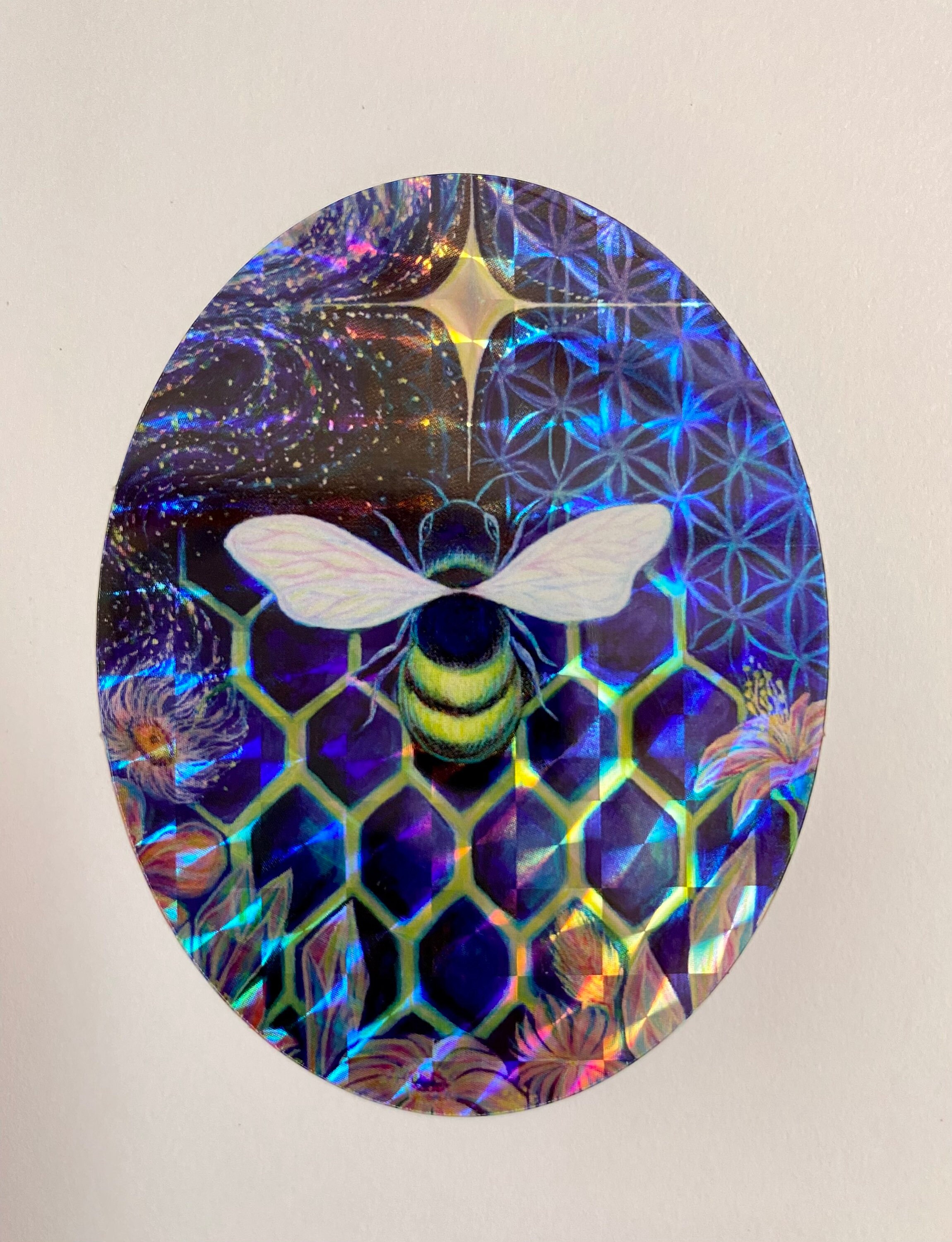 Hyper Bee Sticker Kit Holographic Bee Sticker | Rainbow Cosmic Honey Bee Prismatic Decal ...