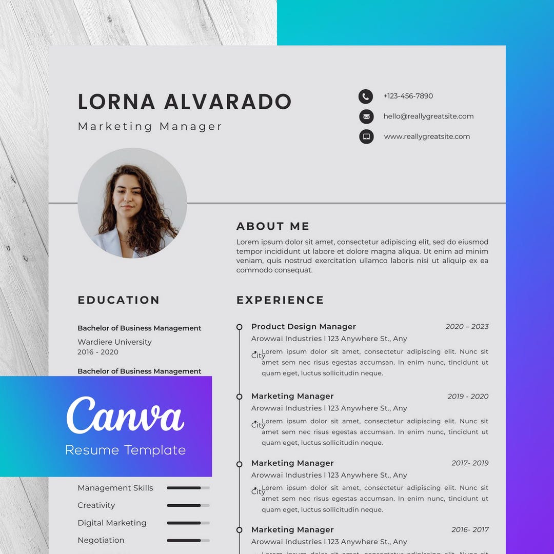 Creative Resume Template Canva: Modern CV Layout With Cover Letter - Etsy