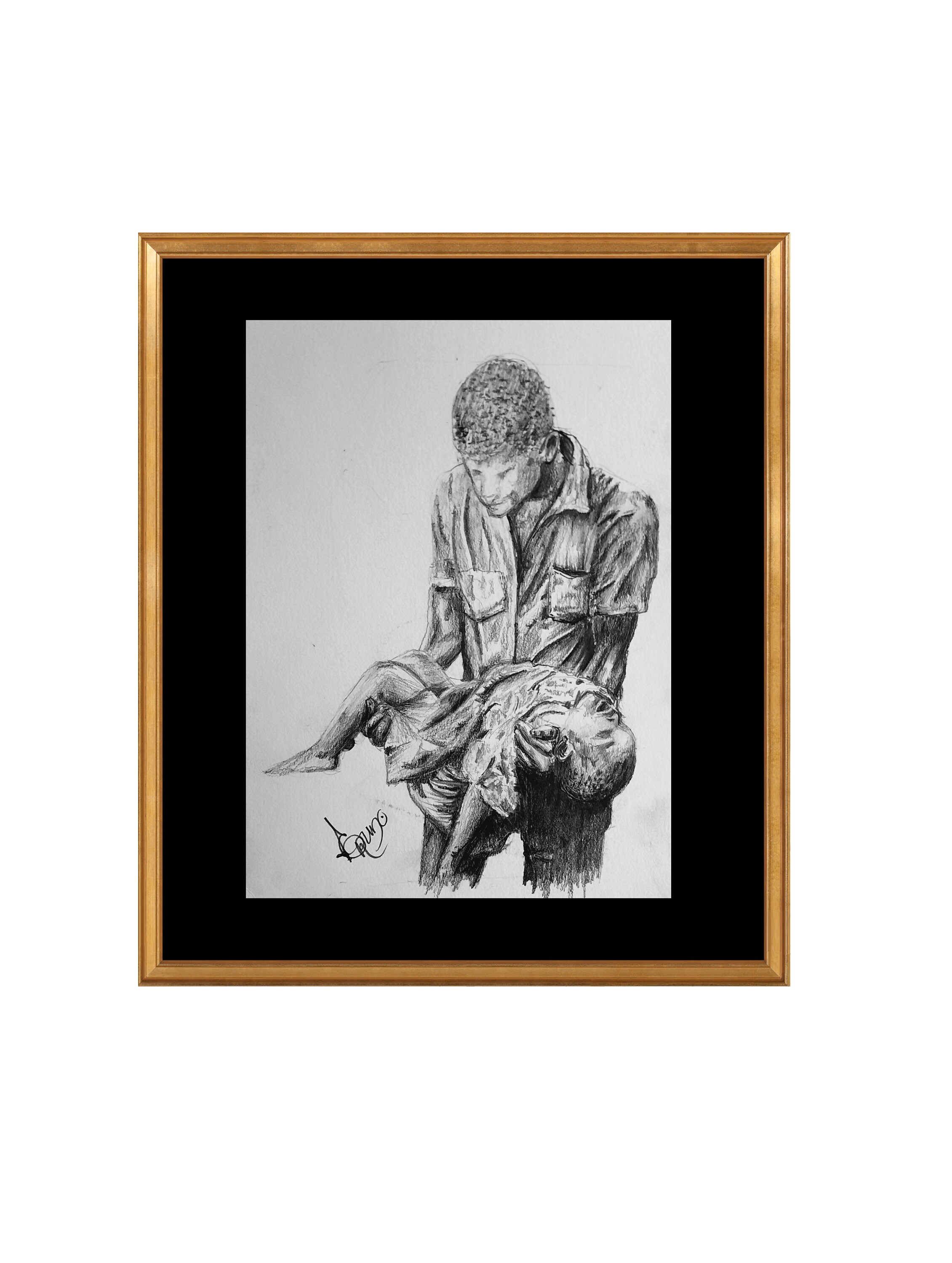 Graphite Drawing of the Faceless Soldier Etsy