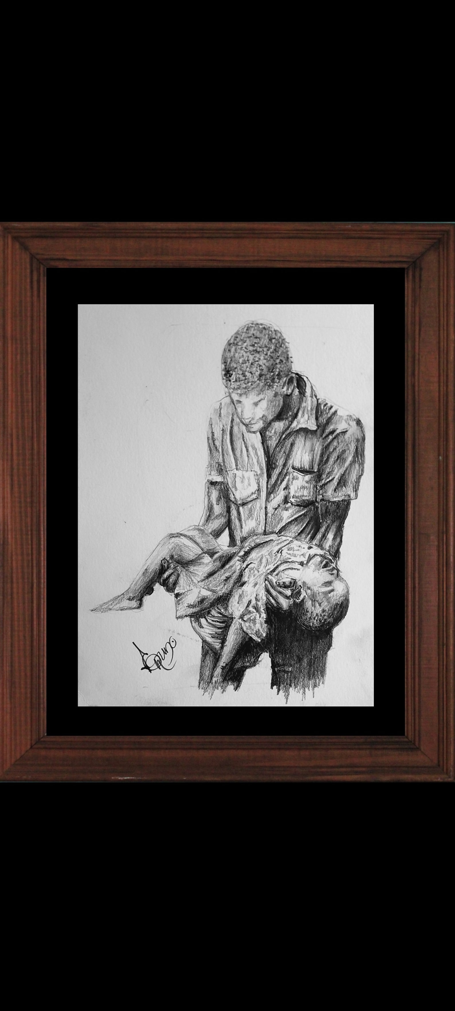 Graphite Drawing of the Faceless Soldier Etsy