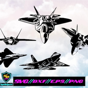 F-22 Raptor Fighter Jet svg, Military Air Craft svg, Military plane svg, dxf, eps, png, vektor, cut file, clip art, cricut, silhouette, cnc