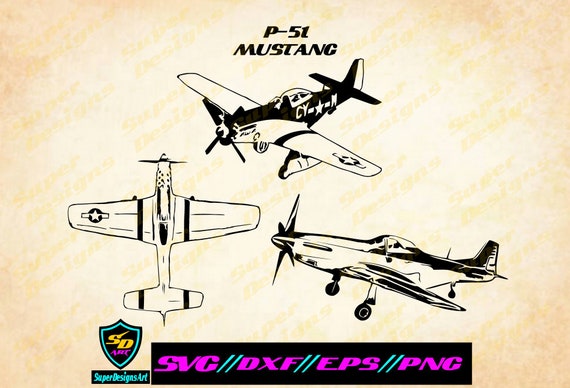 P-51 Mustang Svg, WW2 Plane Svg, Military Aircraft Svg, Plane Svg