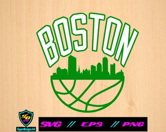 Boston Basketball Skyline svg With Bonus File, dxf, eps, png, Digital file, cut file, vector, Cricut, silhouette, cnc, Clip Art