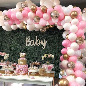 Pink Baby Shower Balloon Garland Kit with White & Gold Pink Barbie Balloon Arch Kit Birthday or Pink Bridal Shower Balloon Arch Kit