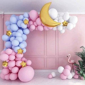 Over the Moon Balloon Arch Crescent Star Pastel Blue Pink Party Decoration  Baby Shower Gender Reveal Christening Twinkle Galaxy Celestial -  Italia