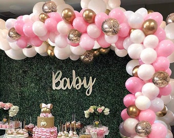 Pink Baby Shower Balloon Garland Kit with White & Gold Barbie Pink Balloon Arch Kit Birthday or Pink Bridal Shower Balloon Arch Kit