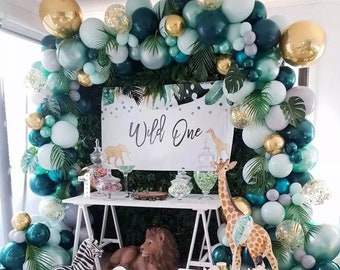 Wild One Jungle Balloon Garland Kit Green Balloon Arch Kit Green Jungle Balloon Arch Kit for Baby Shower or Birthday Party